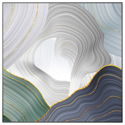 Abstract Ribbon Painting On Canvas: Green, Purple, Gold Luxury Wall Art #9
