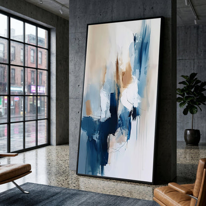 Abstract Ribbon Painting Set: Black, Gray, and Blue Wall Art #13