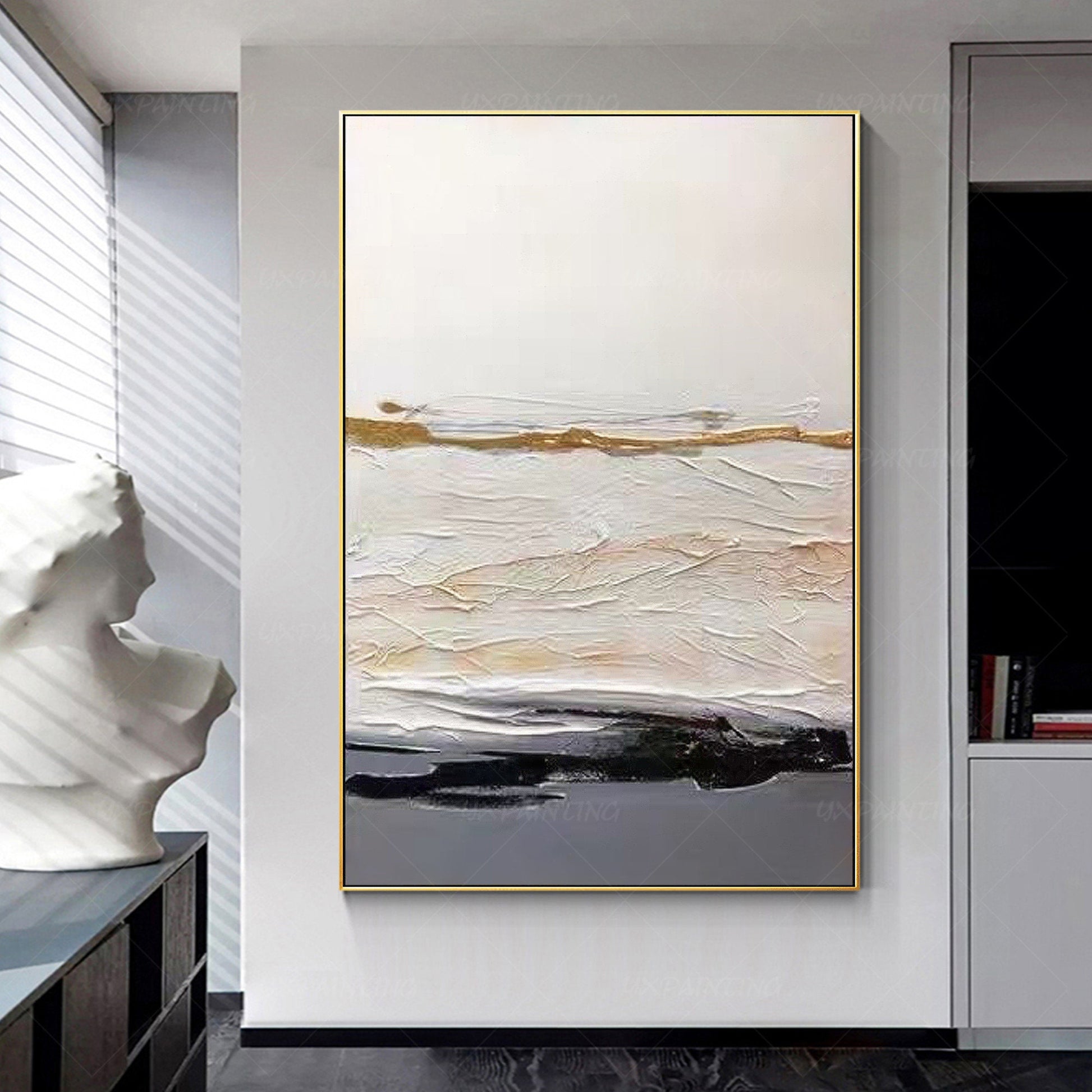 Abstract schilderij met textuur: moderne minimalistische bohomuurkunst #14