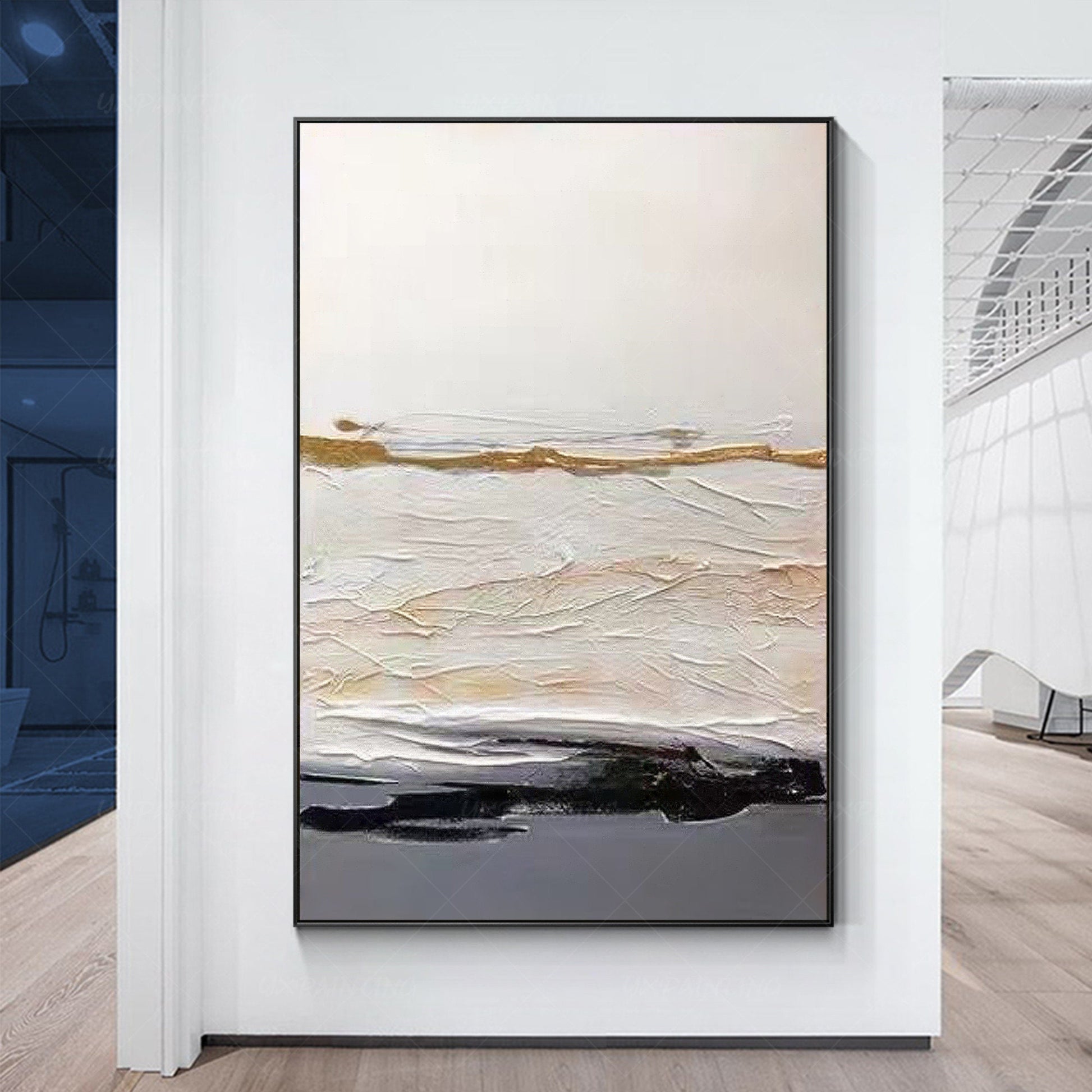 Abstract schilderij met textuur: moderne minimalistische bohomuurkunst #1