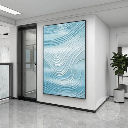 Abstract schilderij oceaangolven gips, kust getextureerde muurkunst canvas, heme #2