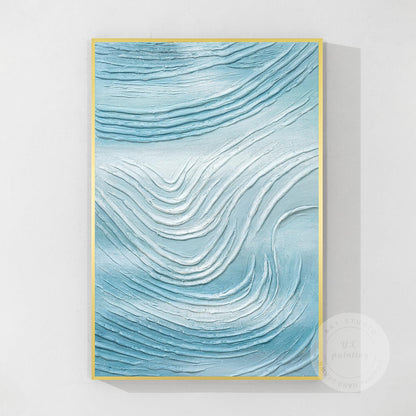 Abstract schilderij oceaangolven gips, kust getextureerde muurkunst canvas, heme #9