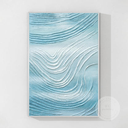 Abstract schilderij oceaangolven gips, kust getextureerde muurkunst canvas, heme #10