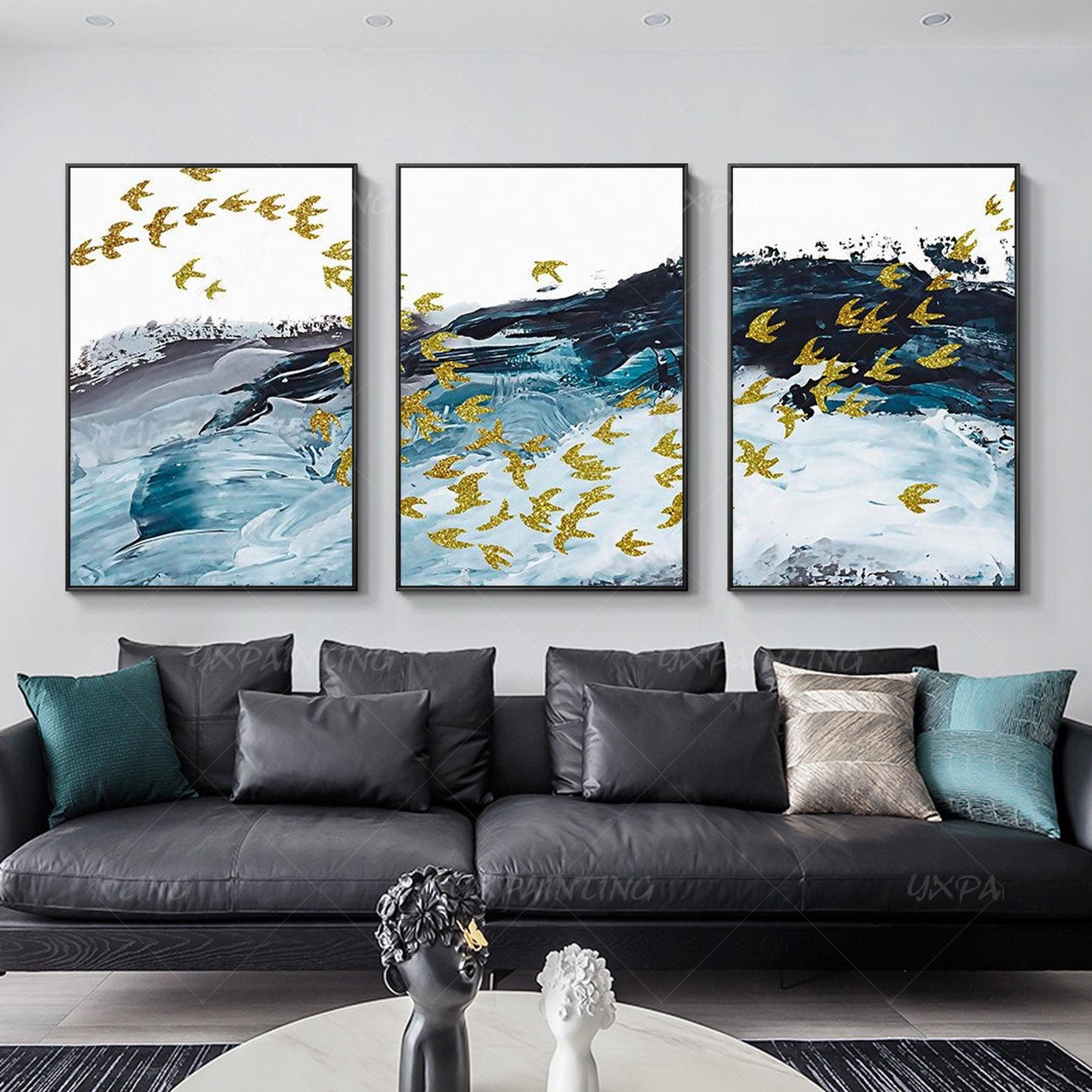 Abstract schilderij set van 3 muurkunst ingelijste muurkunst schilderij op canva #13