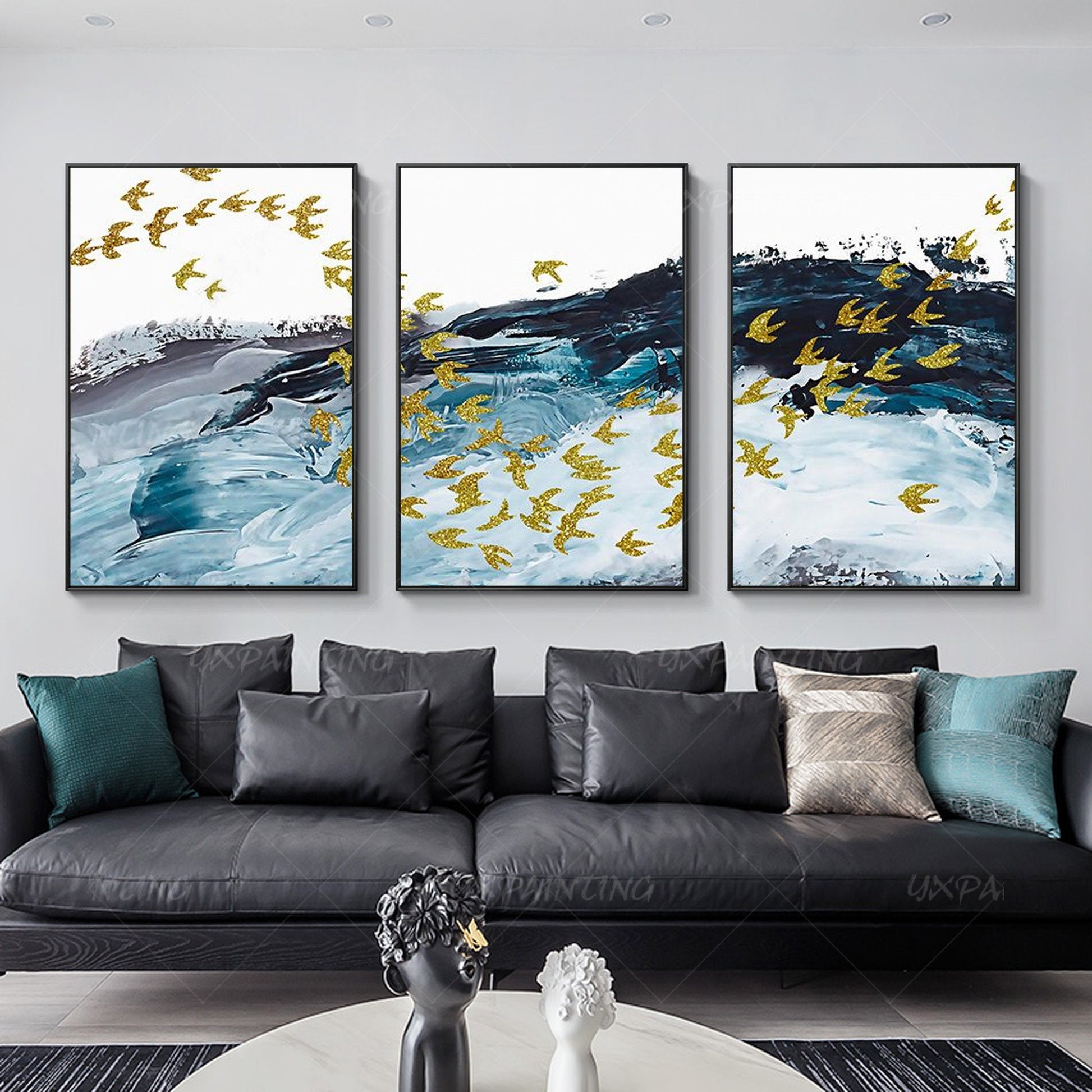 Abstract schilderij set van 3 muurkunst ingelijste muurkunst schilderij op canva #3
