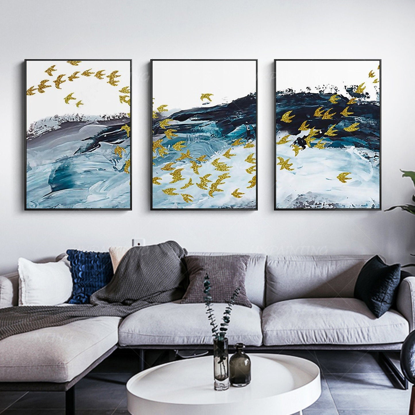 Abstract schilderij set van 3 muurkunst ingelijste muurkunst schilderij op canva #1
