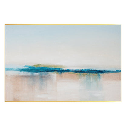 Abstract Seascape Painting: Blue Beige Textured Ocean Canvas Art #8