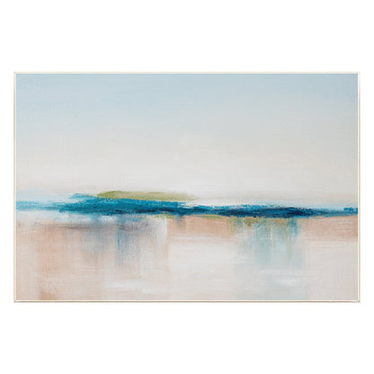 Abstract Seascape Painting: Blue Beige Textured Ocean Canvas Art #9