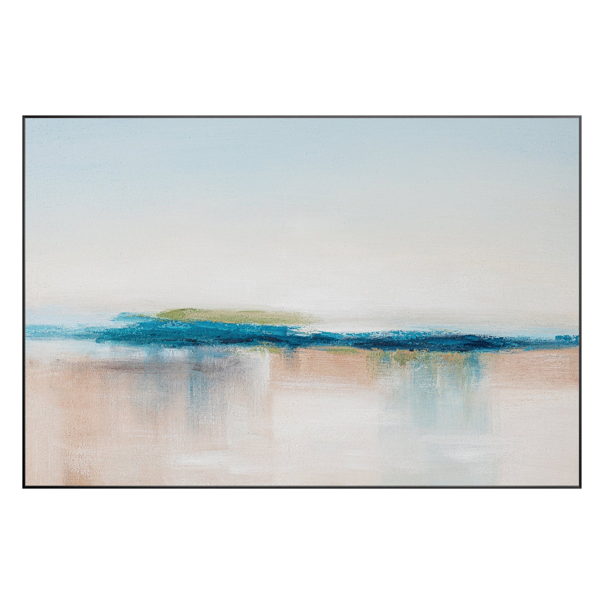 Abstract Seascape Painting: Blue Beige Textured Ocean Canvas Art #10