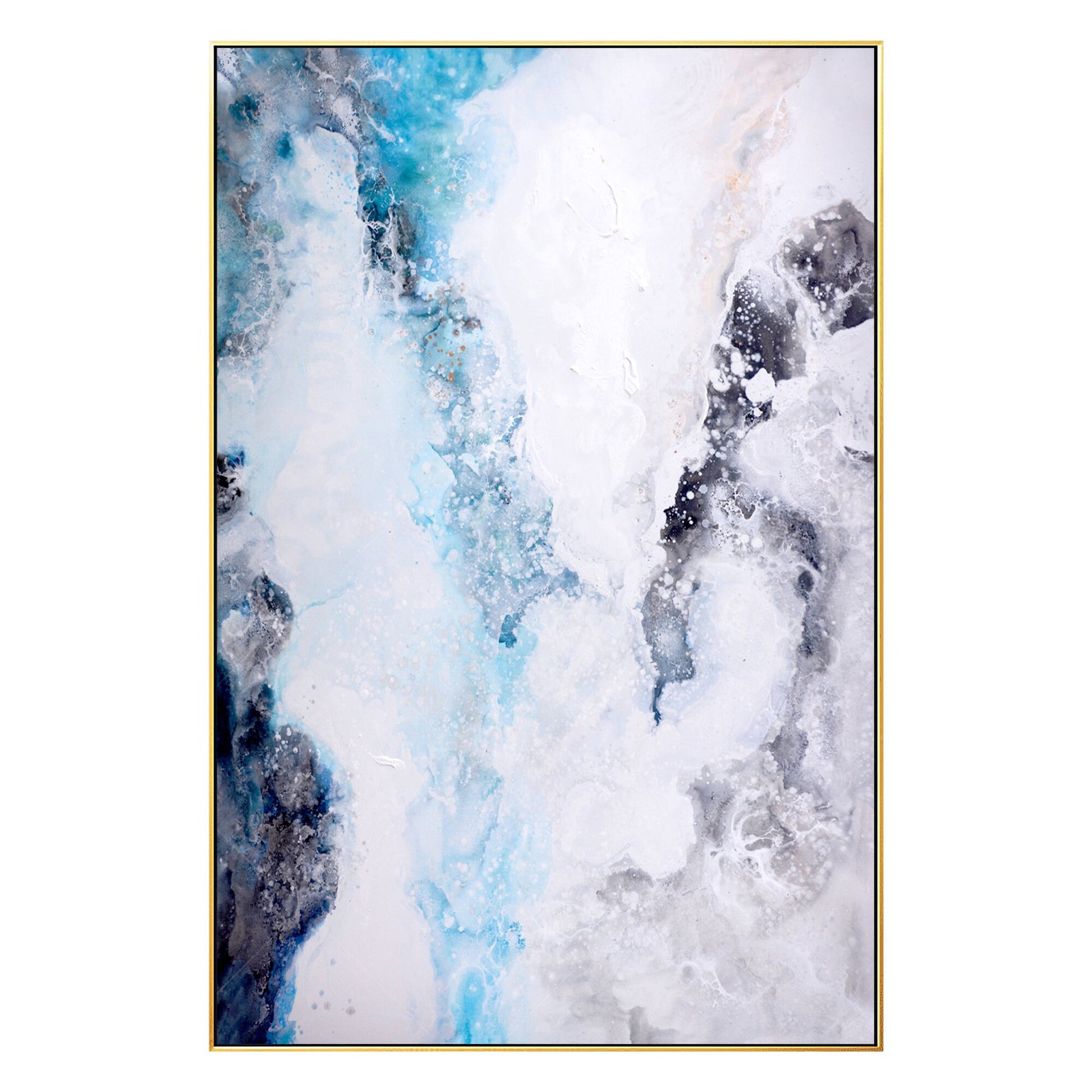 Abstract Seascape Painting: Light Blue, White Textured Wall Art #7