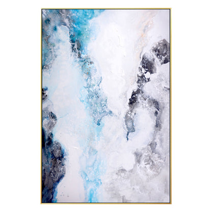 Abstract Seascape Painting: Light Blue, White Textured Wall Art #7