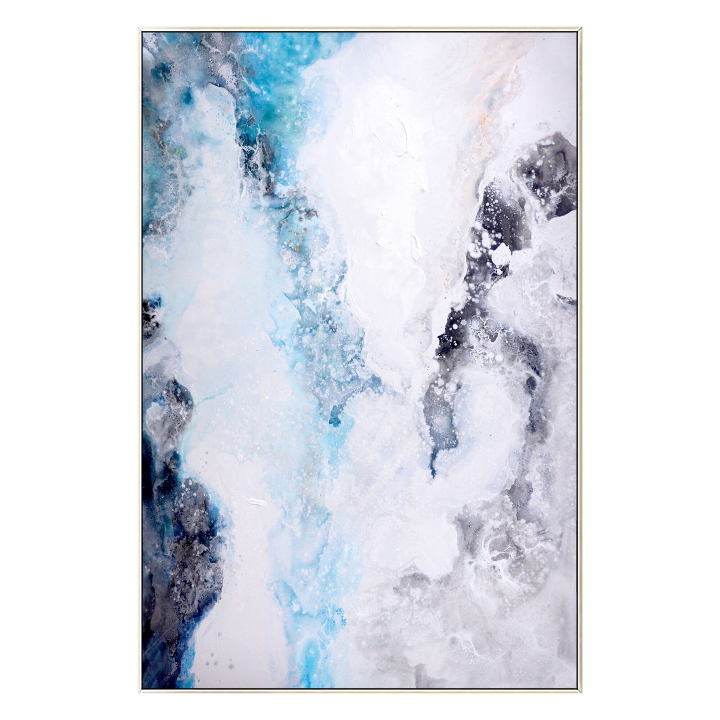 Abstract Seascape Painting: Light Blue, White Textured Wall Art #8