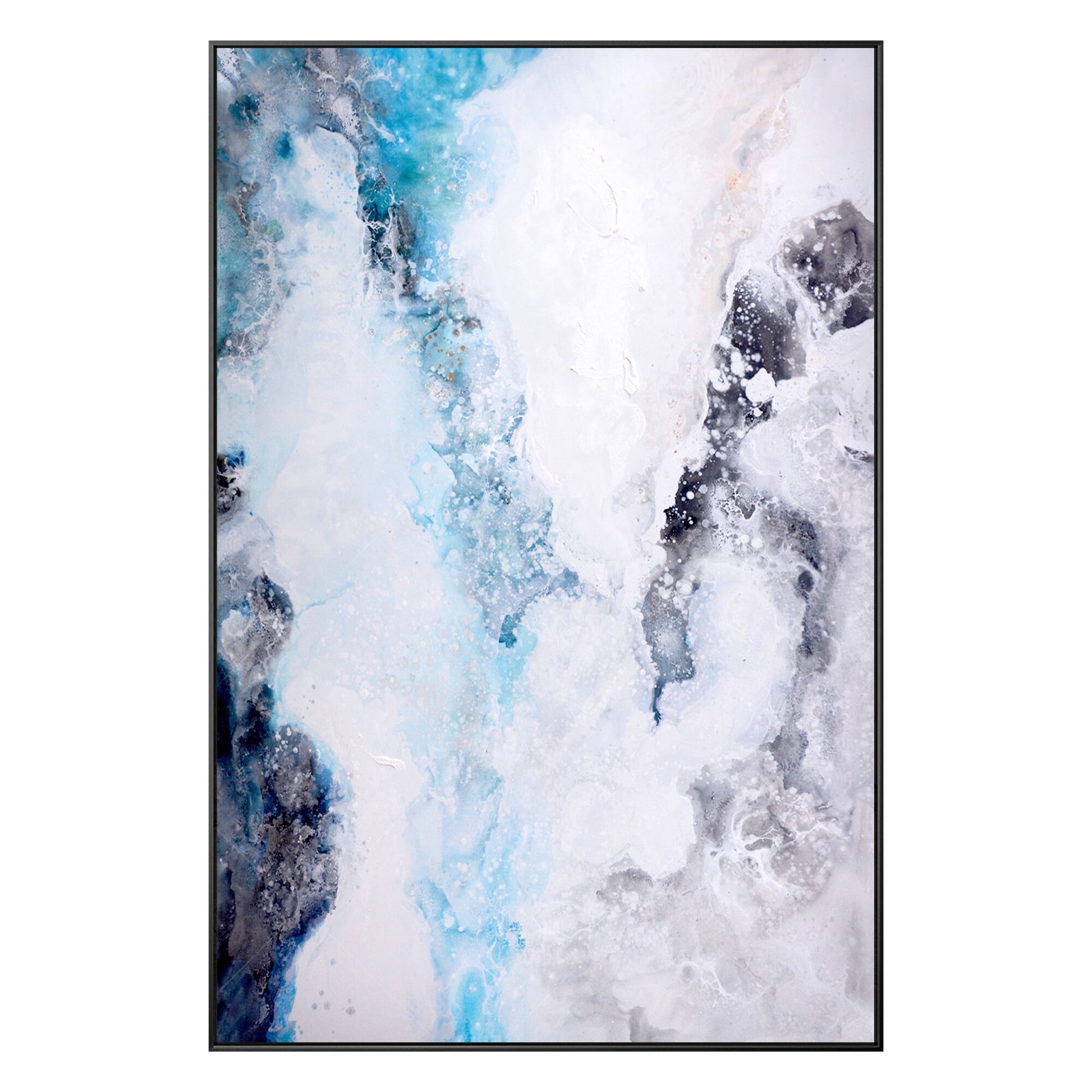 Abstract Seascape Painting: Light Blue, White Textured Wall Art #9