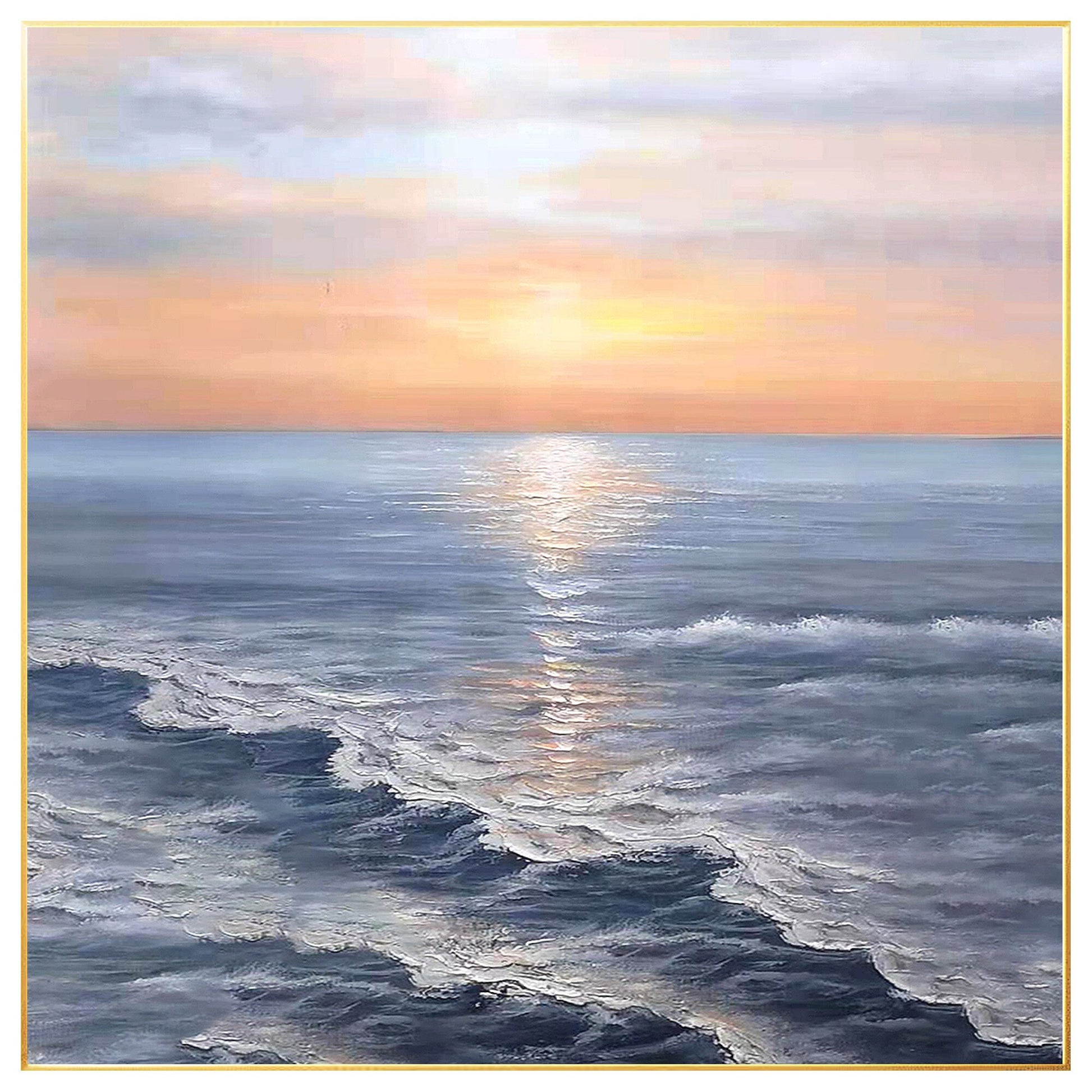 Abstract Sunrise Seascape Painting: Textured Coastal Wall Art #6