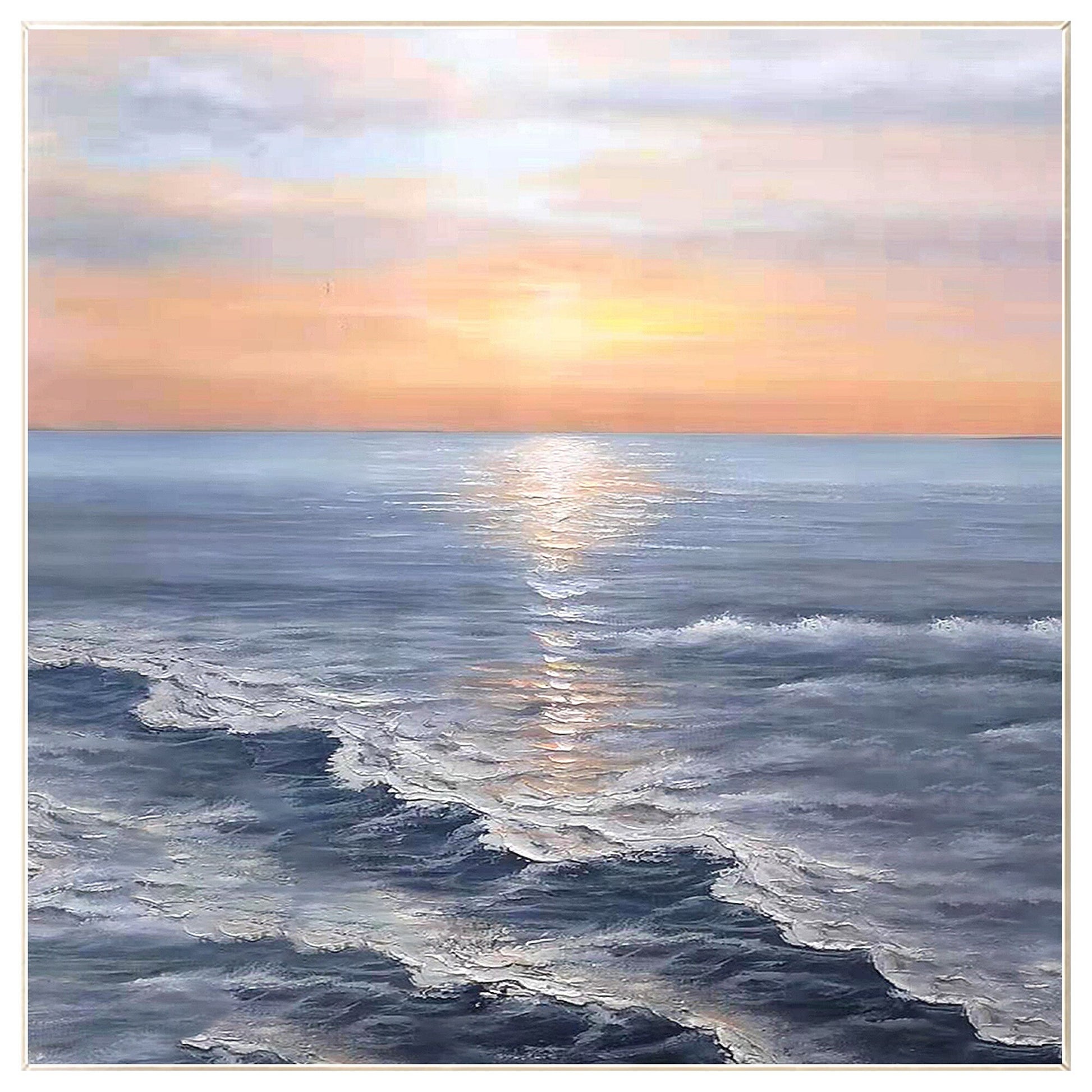 Abstract Sunrise Seascape Painting: Textured Coastal Wall Art #7