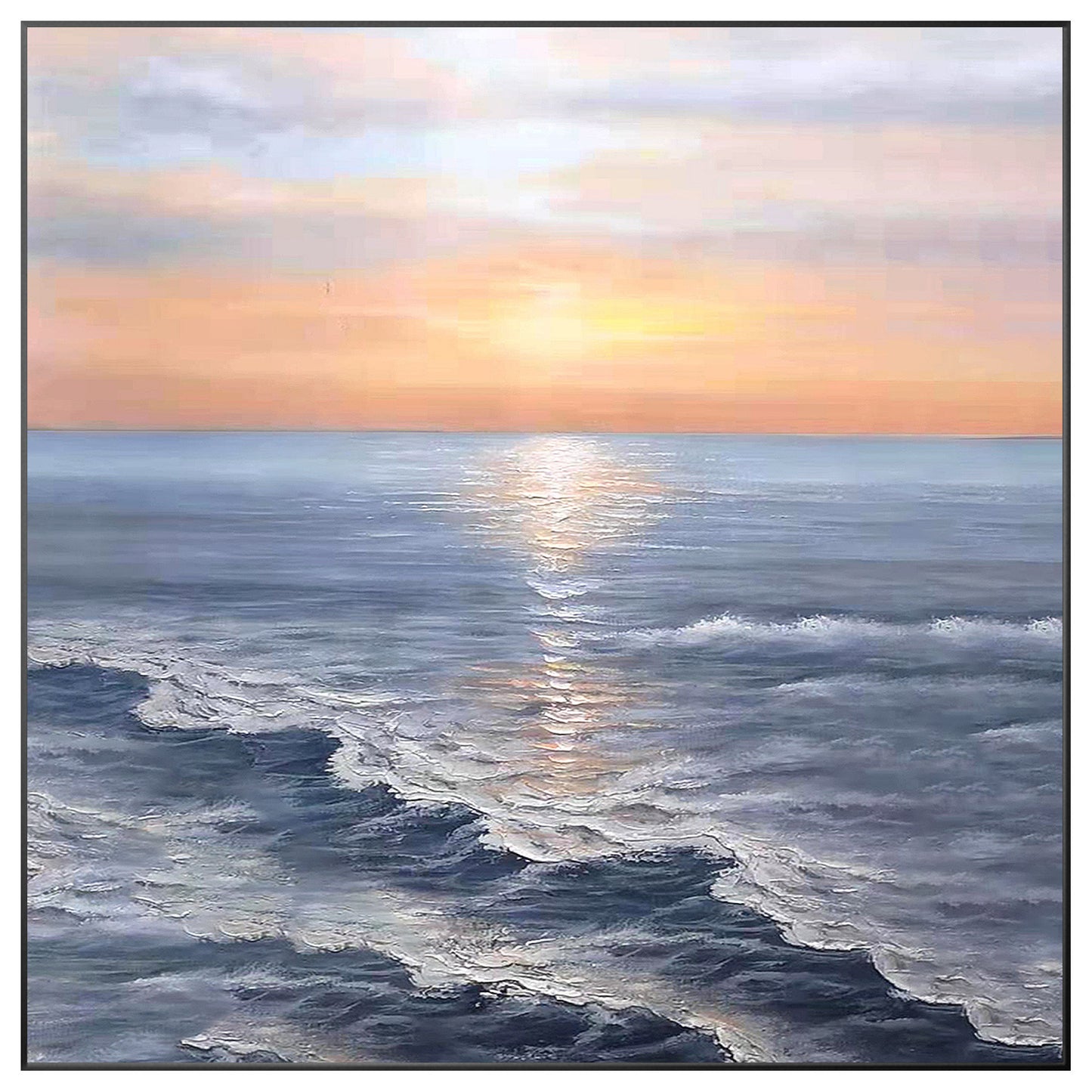 Abstract Sunrise Seascape Painting: Textured Coastal Wall Art #8