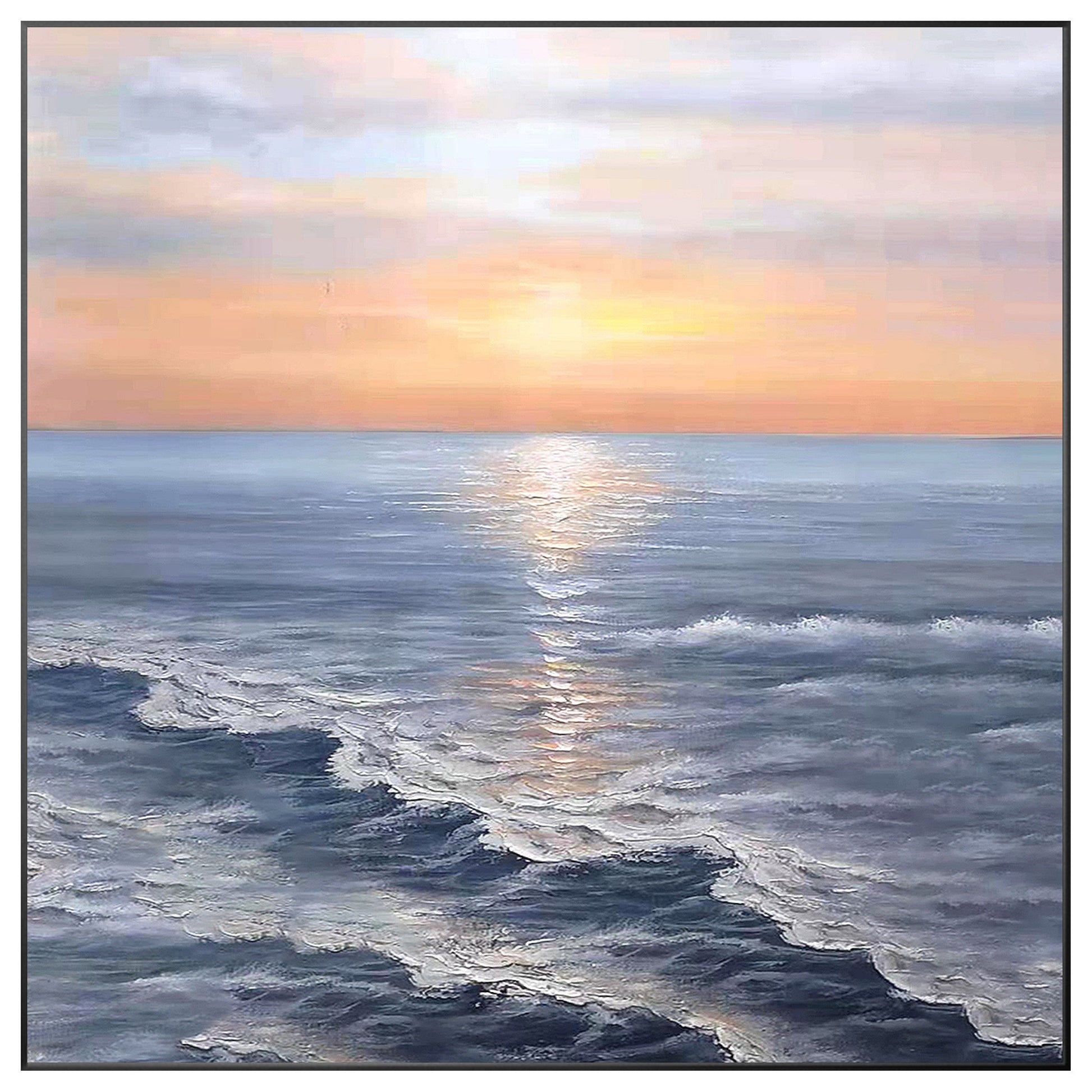 Abstract Sunrise Seascape Painting: Textured Coastal Wall Art #8