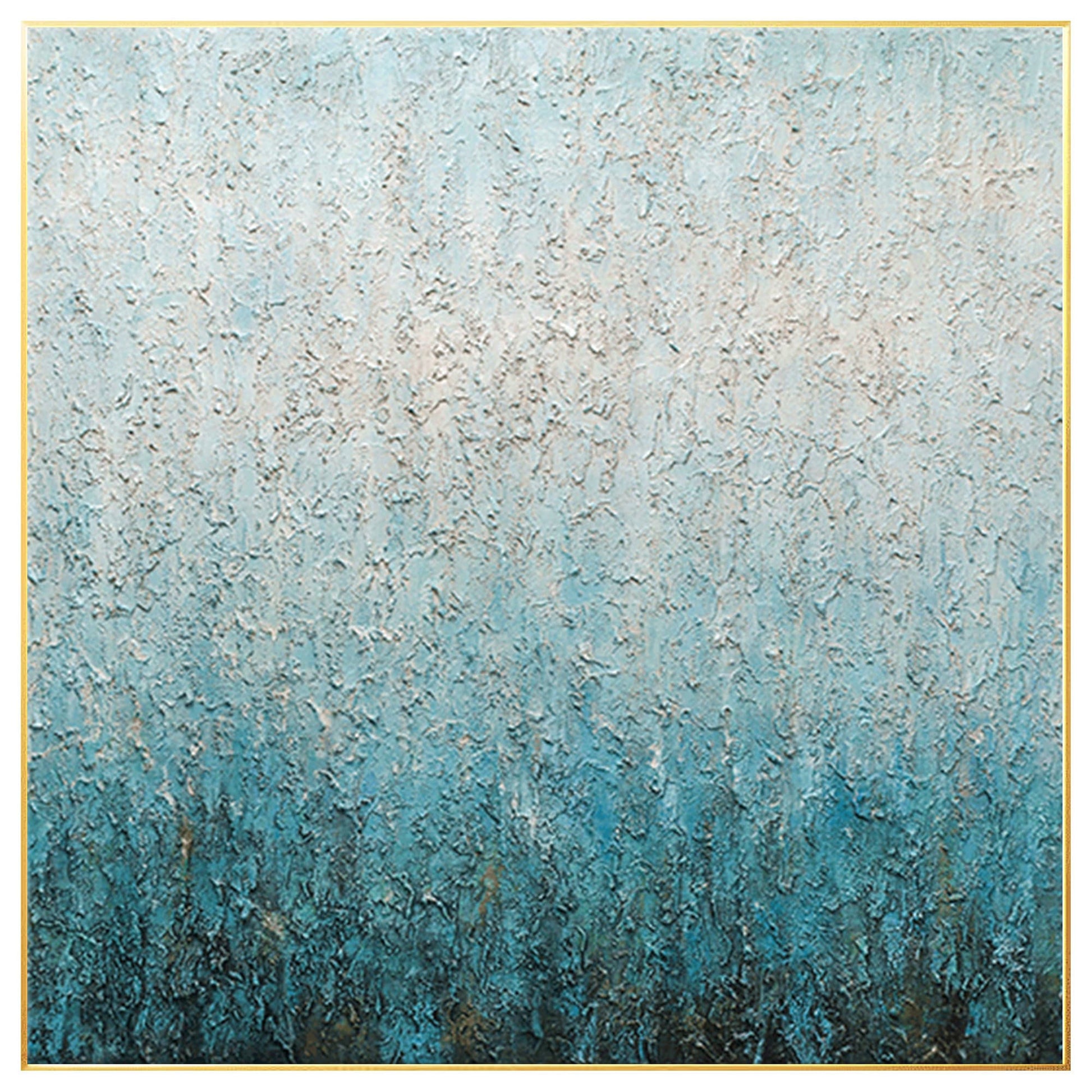 Abstract Teal Texture Painting: Nordic Framed Canvas Wall Art #6
