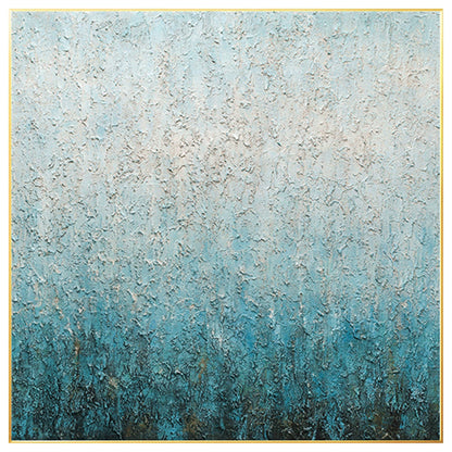 Abstract Teal Texture Painting: Nordic Framed Canvas Wall Art #6