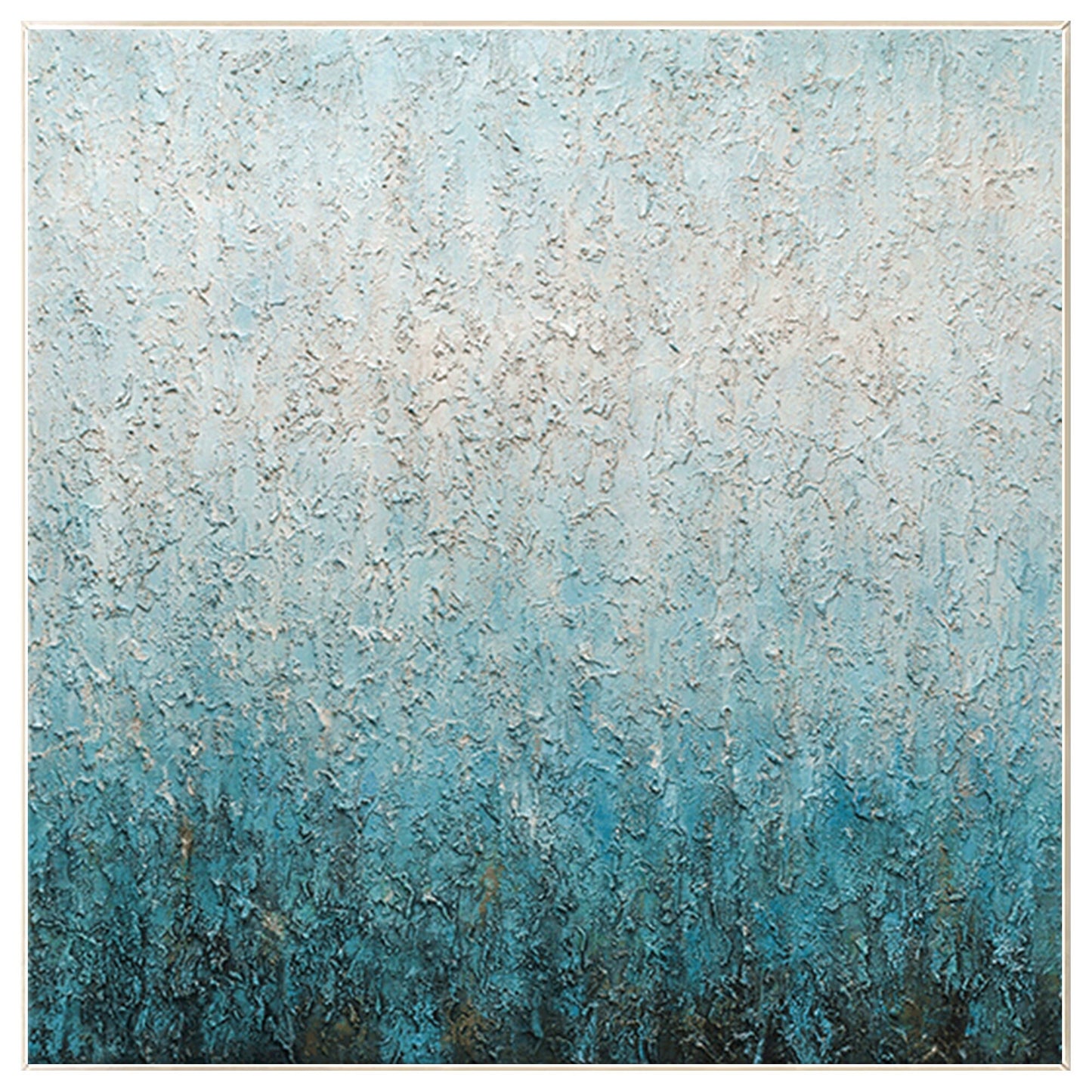 Abstract Teal Texture Painting: Nordic Framed Canvas Wall Art #7