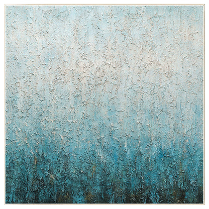 Abstract Teal Texture Painting: Nordic Framed Canvas Wall Art #7