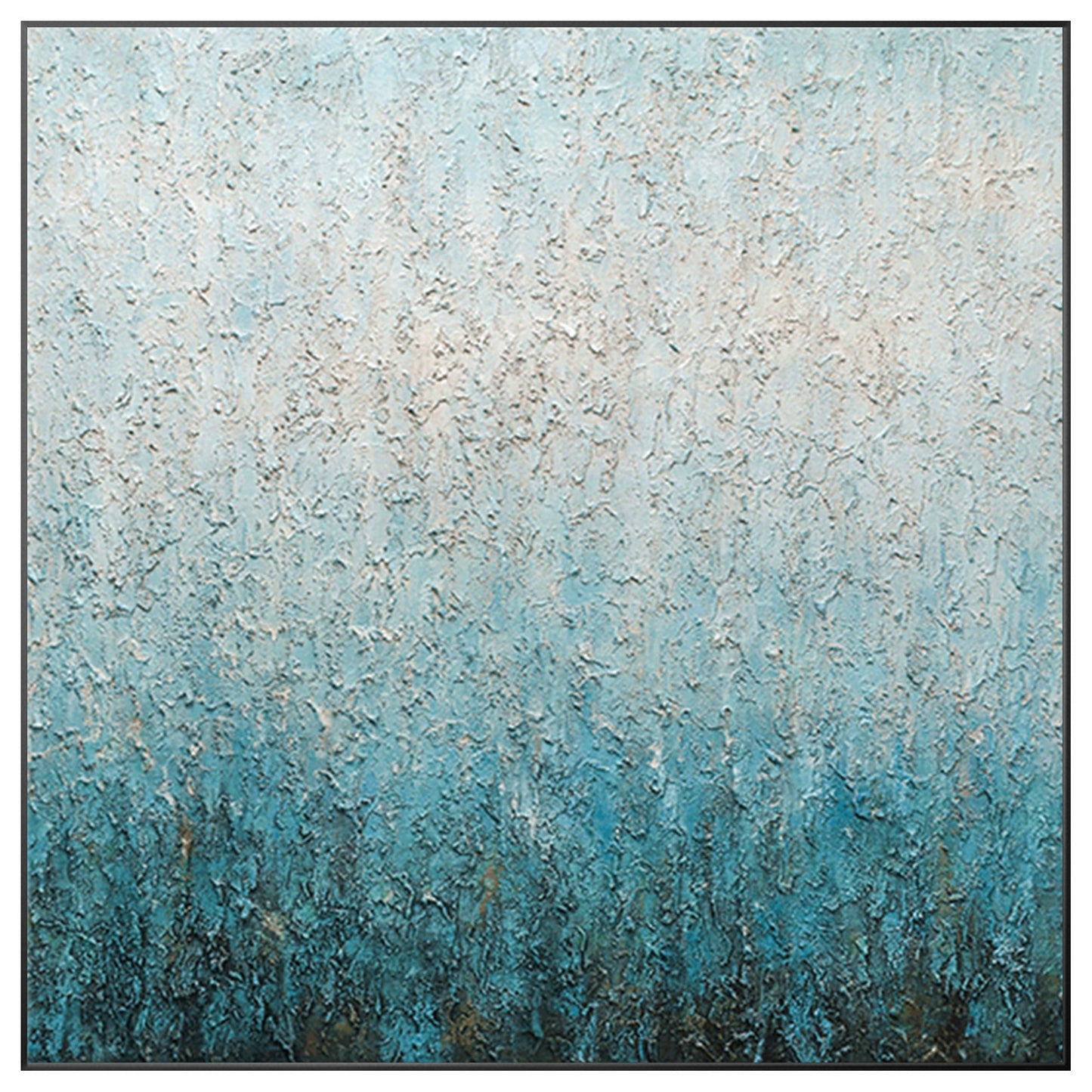 Abstract Teal Texture Painting: Nordic Framed Canvas Wall Art #8