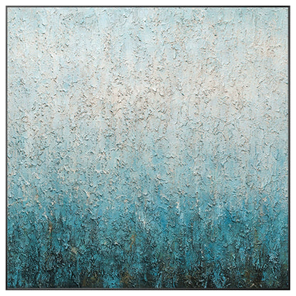 Abstract Teal Texture Painting: Nordic Framed Canvas Wall Art #8