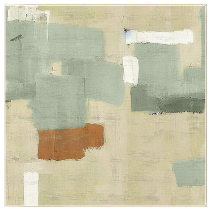 Abstract Textured Painting: Beige, Green & Brown Square Canvas Art #8