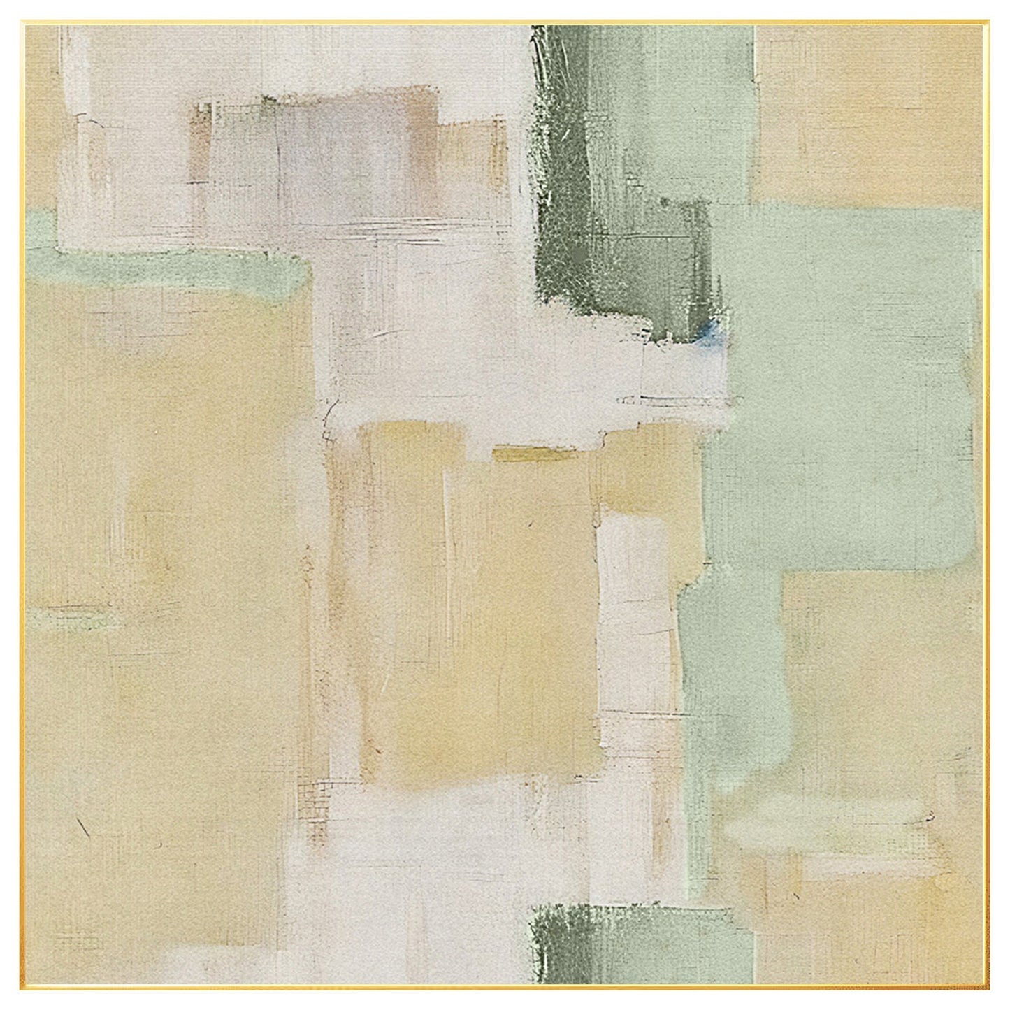 Abstract Textured Painting Beige Green Original Painting On Canvas, Square Wall  #7