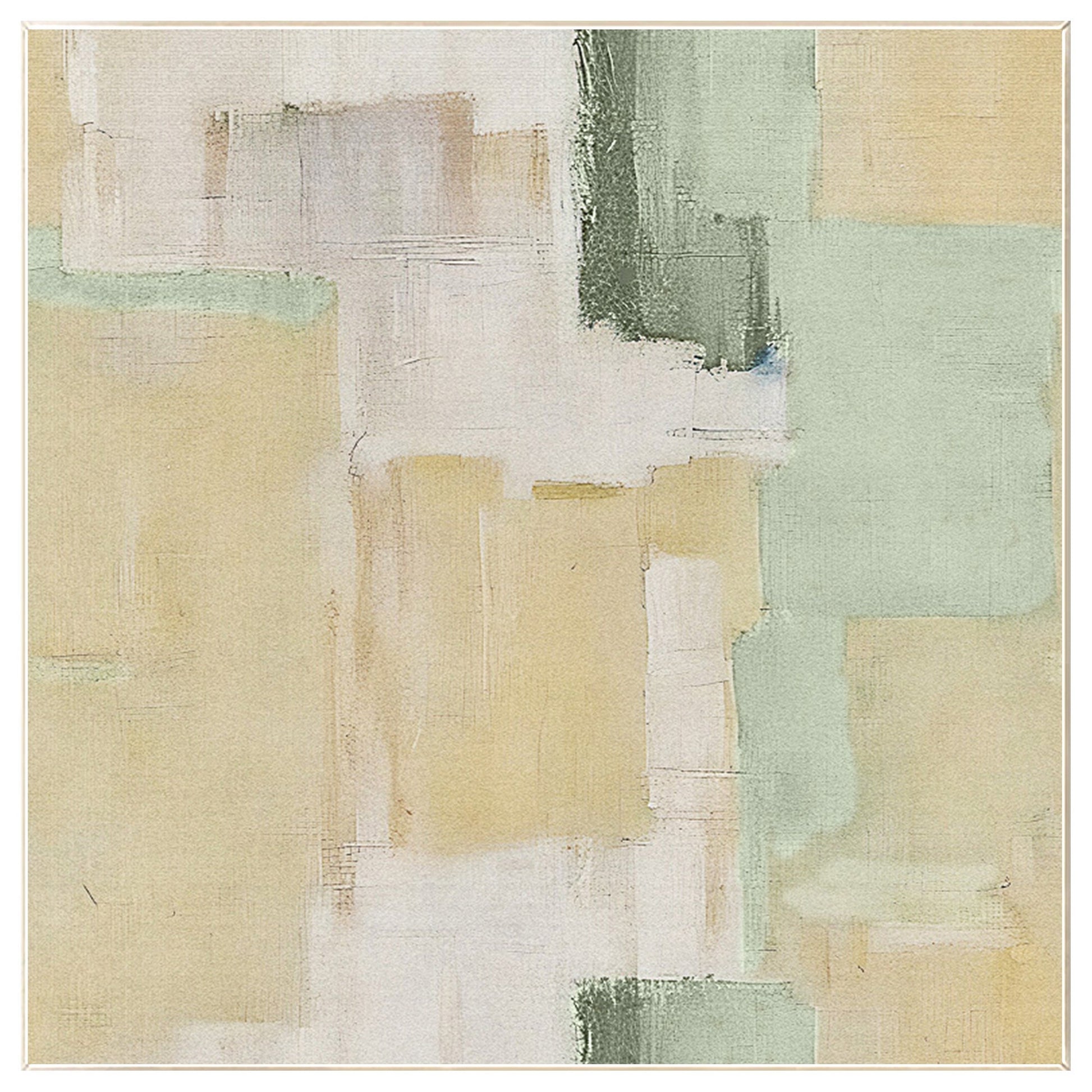 Abstract Textured Painting Beige Green Original Painting On Canvas, Square Wall  #8