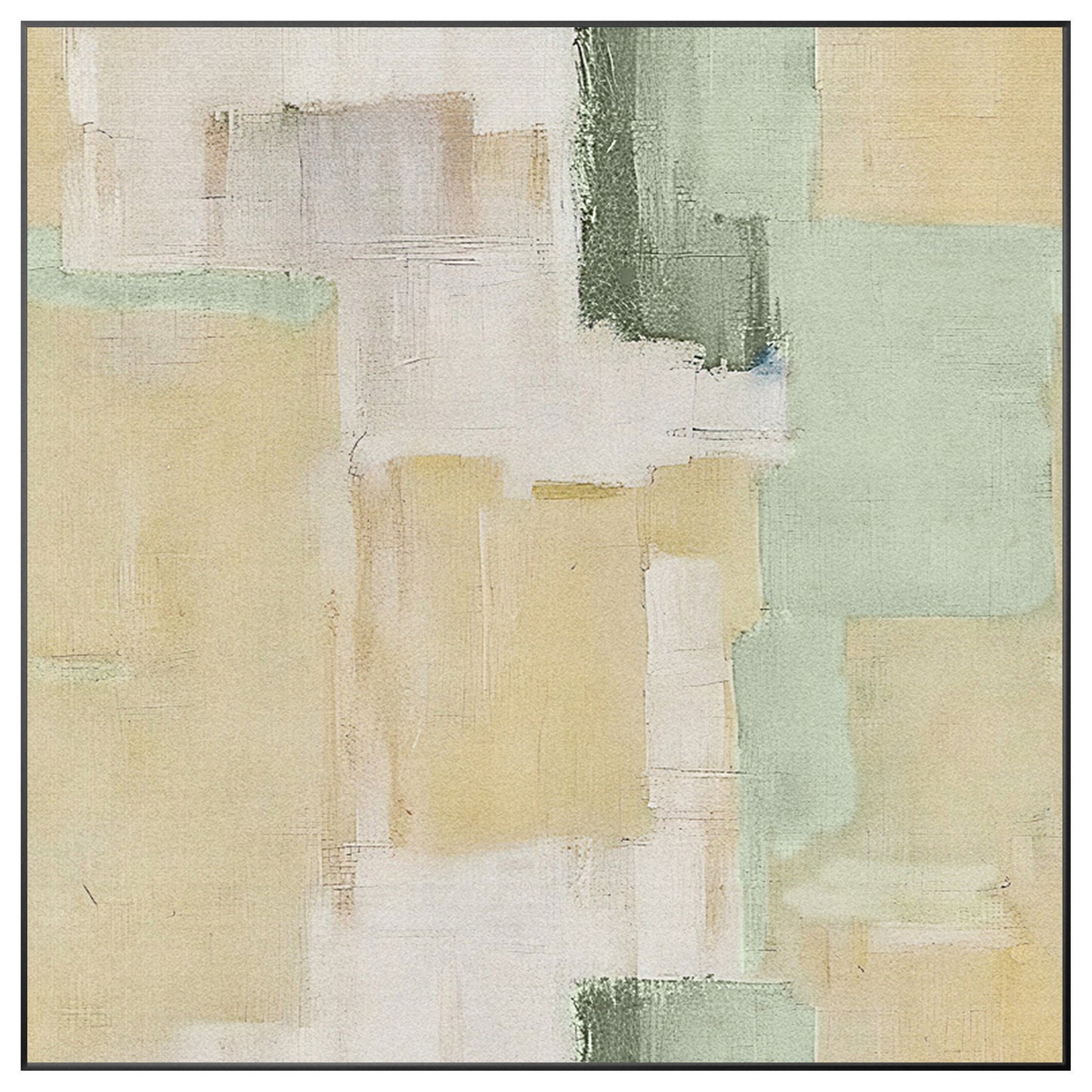 Abstract Textured Painting Beige Green Original Painting On Canvas, Square Wall  #9