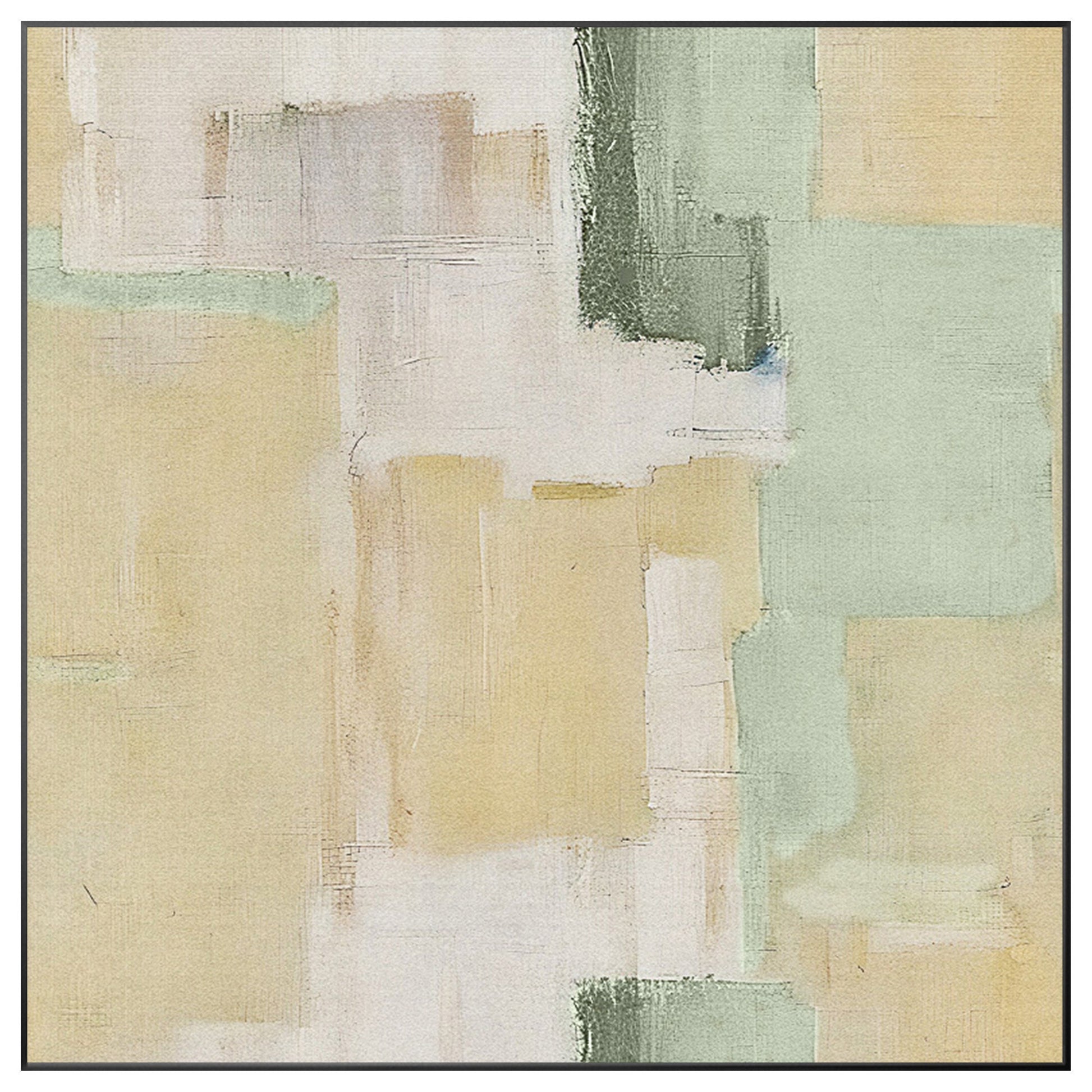 Abstract Textured Painting Beige Green Original Painting On Canvas, Square Wall  #9