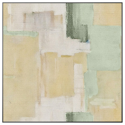Abstract Textured Painting Beige Green Original Painting On Canvas, Square Wall  #9