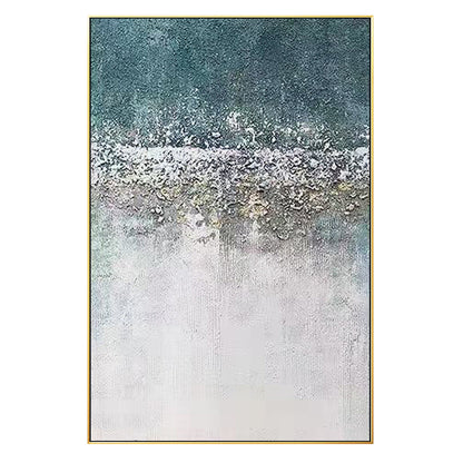 Abstract Textured Painting: White, Green, and Gray Wall Art #8