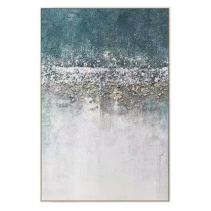 Abstract Textured Painting: White, Green, and Gray Wall Art #9