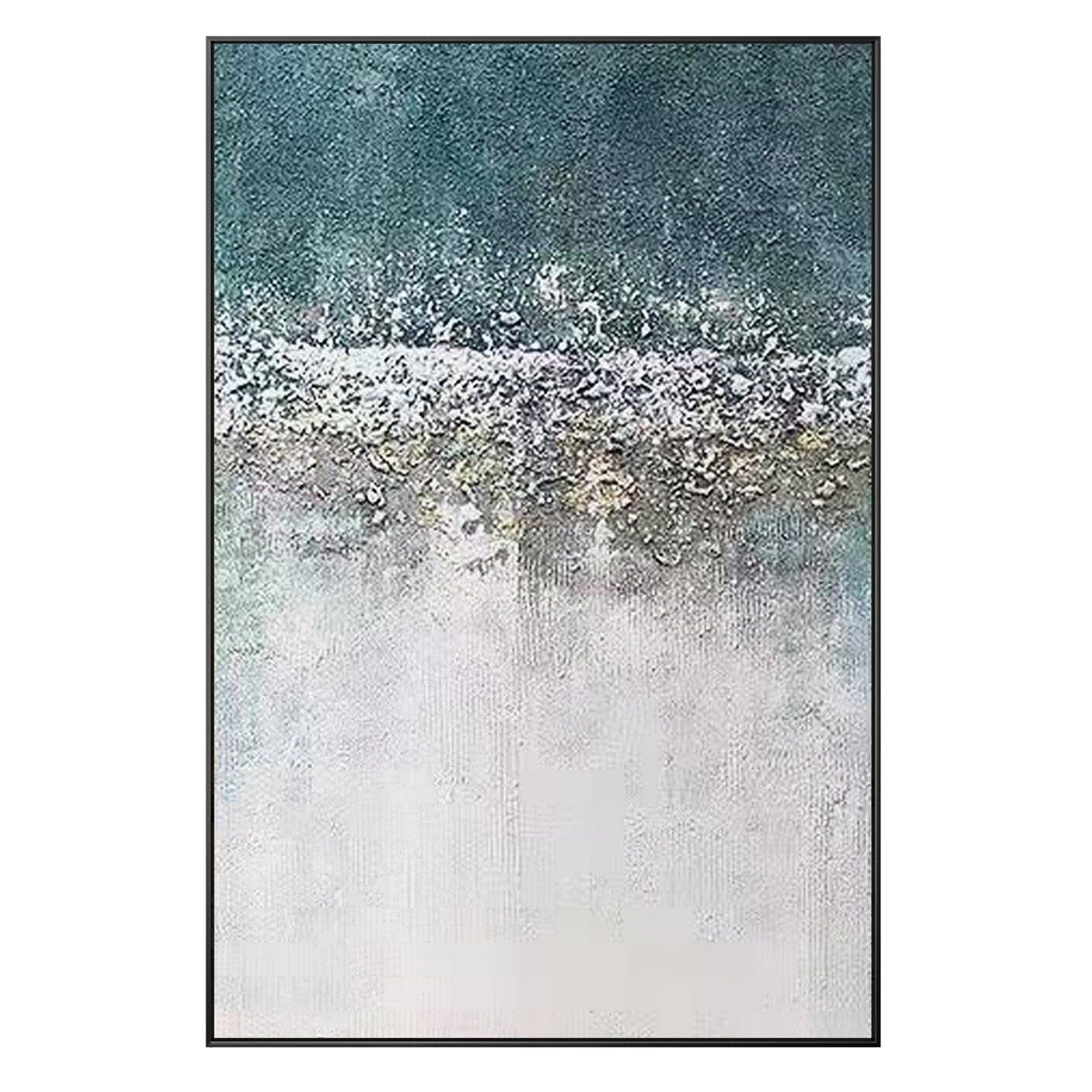 Abstract Textured Painting: White, Green, and Gray Wall Art #10