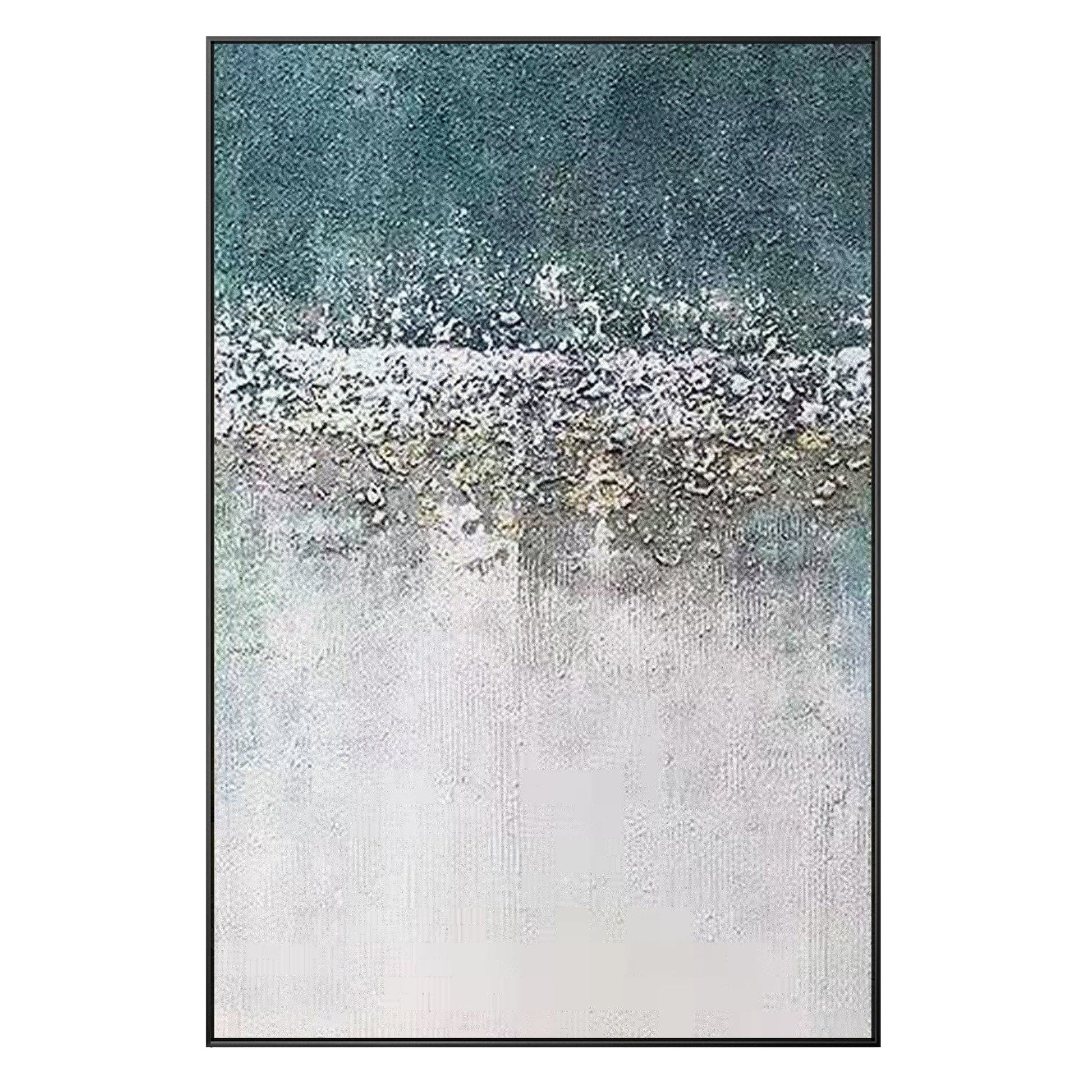 Abstract Textured Painting: White, Green, and Gray Wall Art #10
