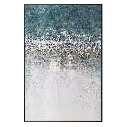 Abstract Textured Painting: White, Green, and Gray Wall Art #10