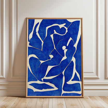 Abstract Woman Figure Painting: Navy Blue Minimalist Art #2