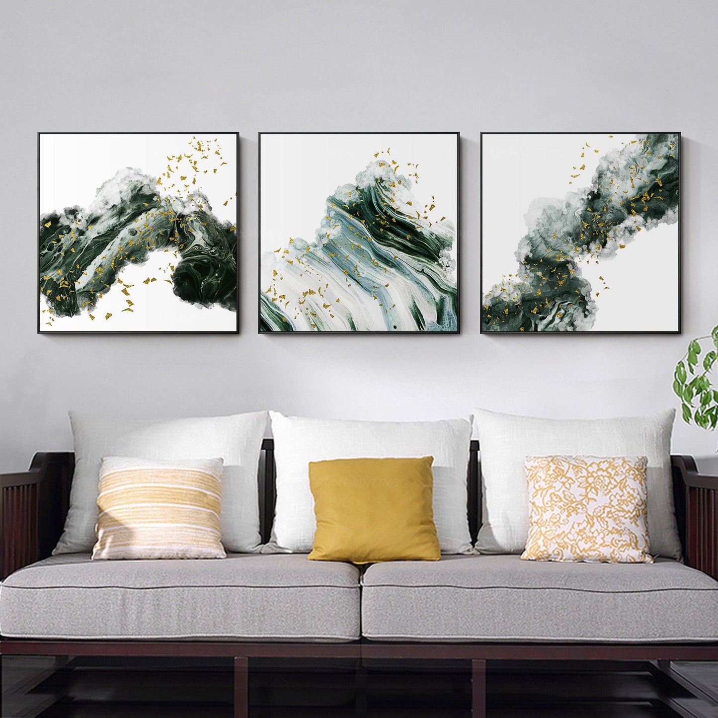 Acrylgietschilderij Ingelijst schilderij wolkschildering Set van 3 muurkunst Abs #12