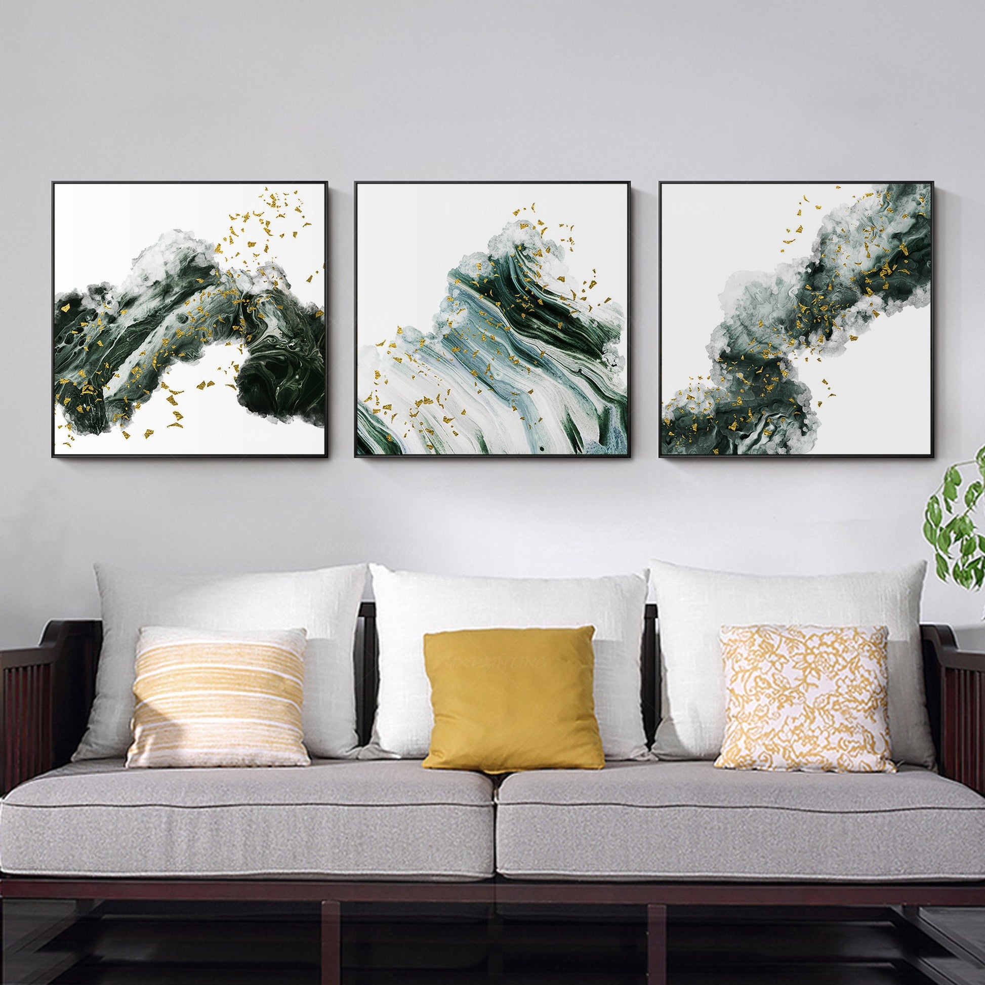 Acrylgietschilderij Ingelijst schilderij wolkschildering Set van 3 muurkunst Abs #12
