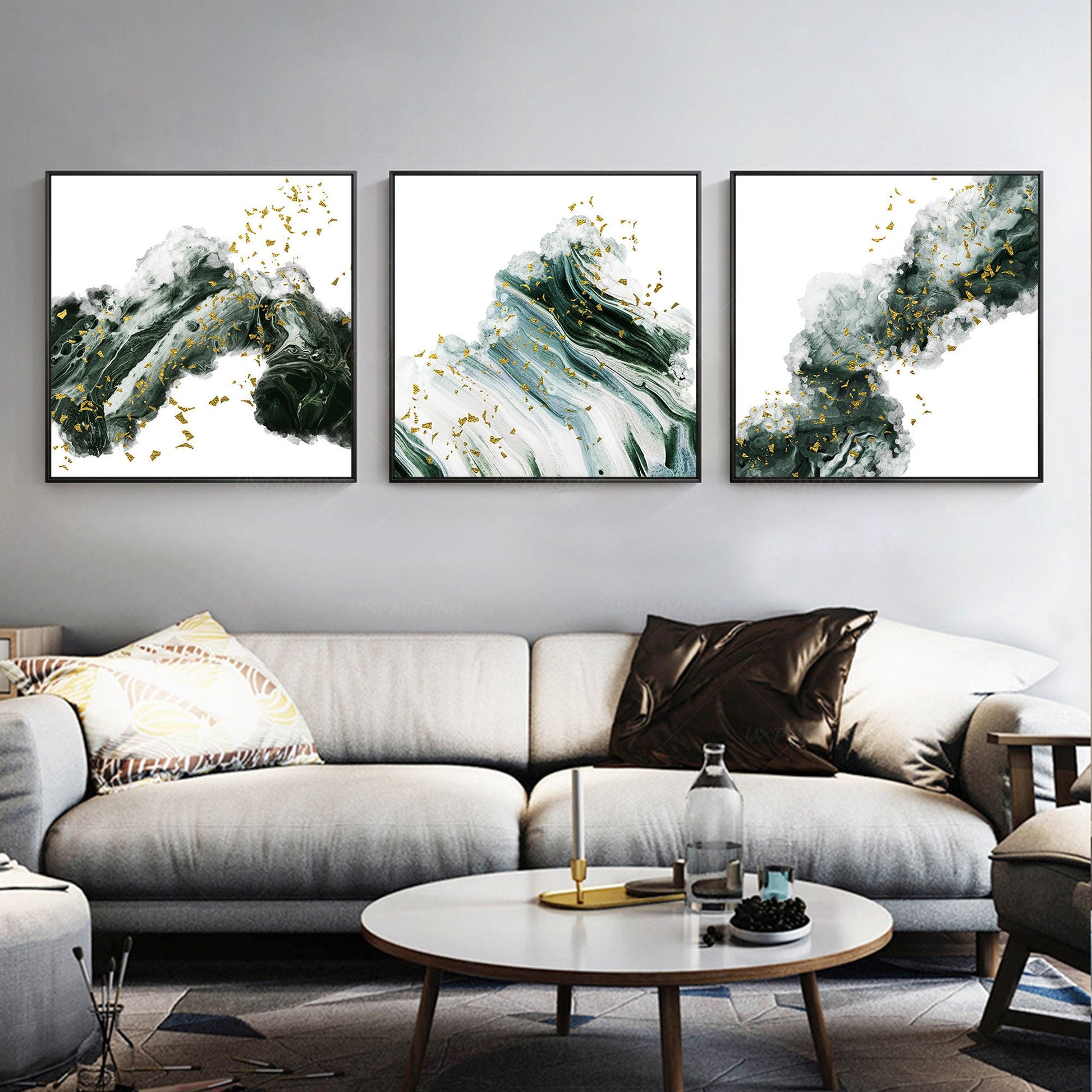 Acrylgietschilderij Ingelijst schilderij wolkschildering Set van 3 muurkunst Abs #14