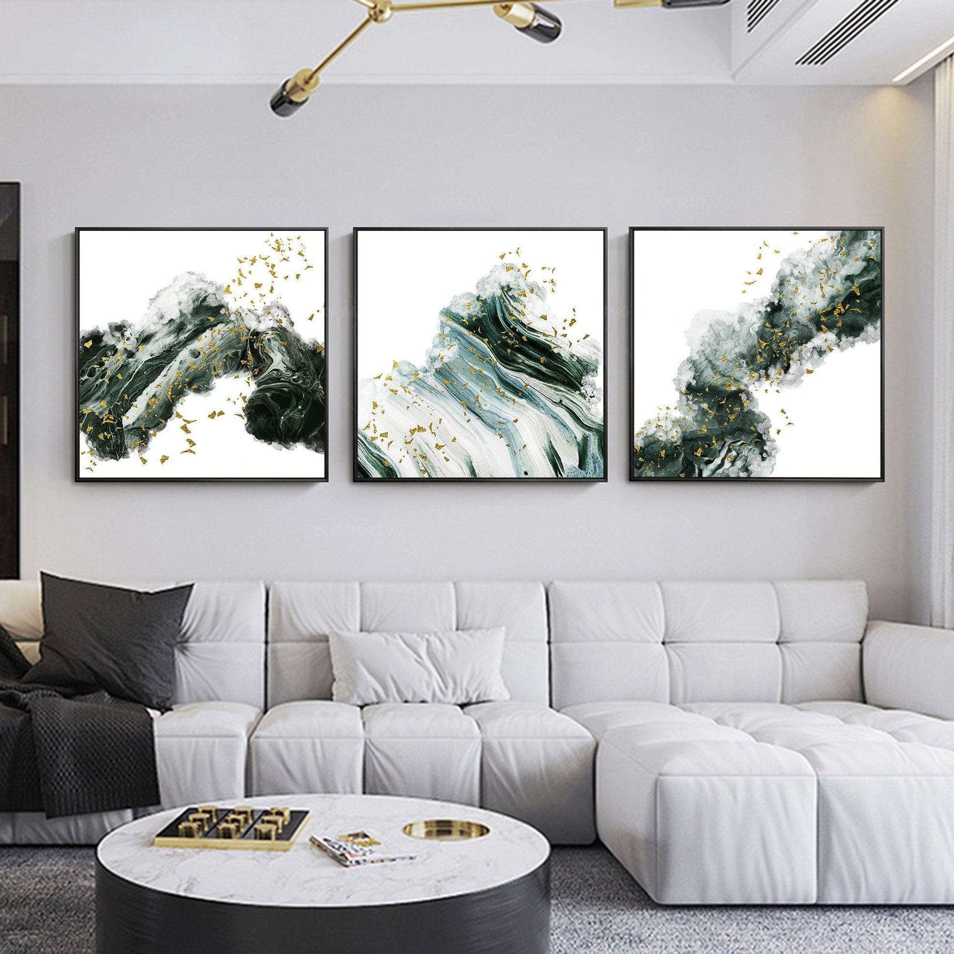 Acrylgietschilderij Ingelijst schilderij wolkschildering Set van 3 muurkunst Abs #1