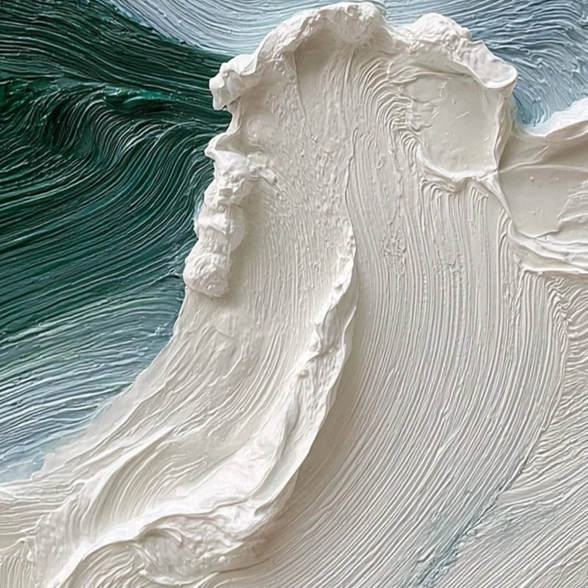 AEGEAN CREST: Heavily Textured Wabi Sabi Abstract Seascape Painting | rectangular format, hand-painted canvas edge