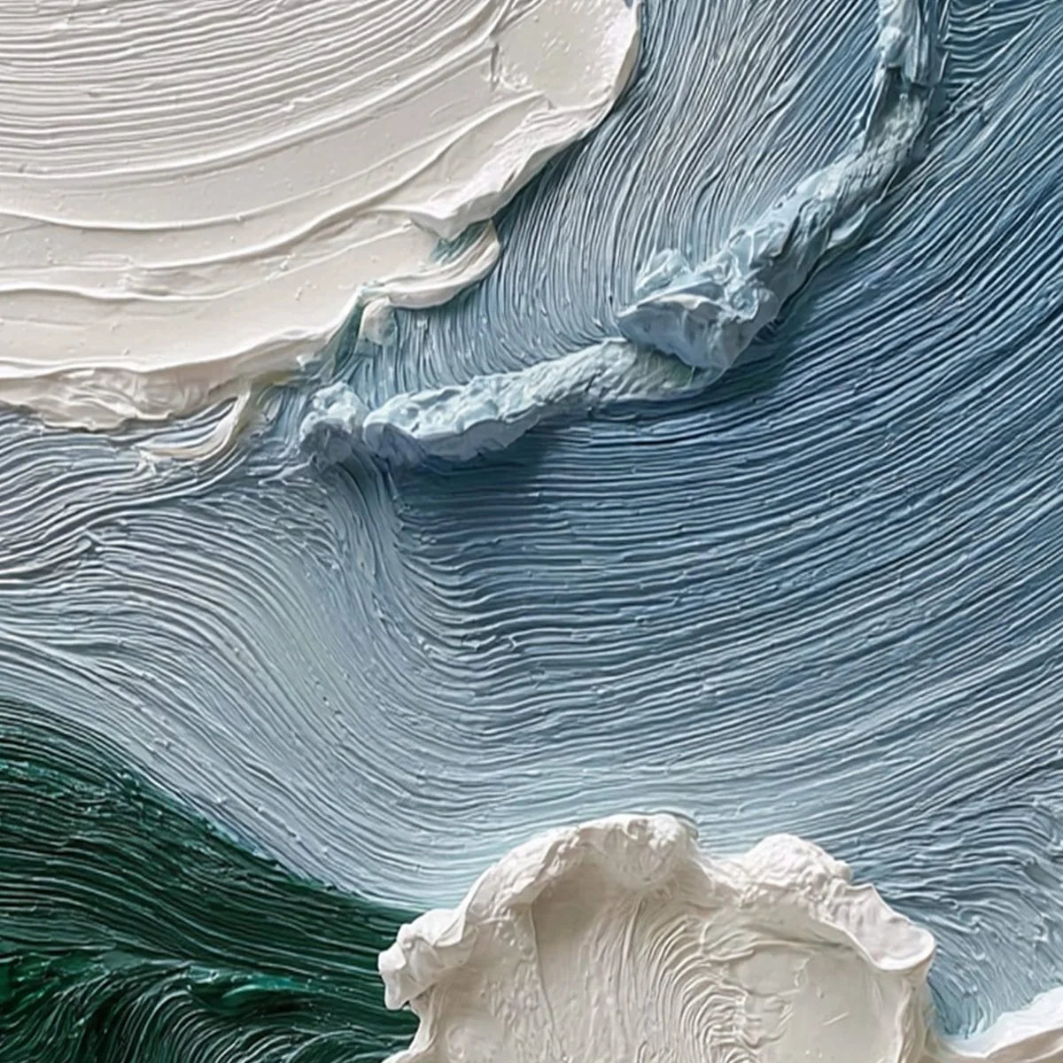 AEGEAN CREST: Heavily Textured Wabi Sabi Abstract Seascape Painting | rolled canvas, ready for custom framing