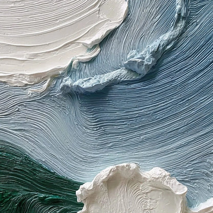 AEGEAN CREST: Heavily Textured Wabi Sabi Abstract Seascape Painting | rolled canvas, ready for custom framing