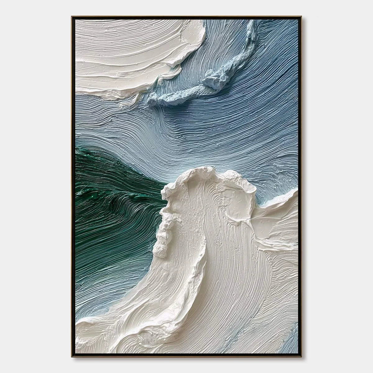 Aegean Crest blue abstract painting, hand-painted by UArtShow