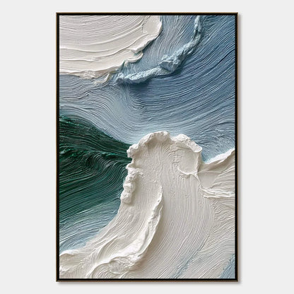 Aegean Crest blue abstract painting, hand-painted by UArtShow