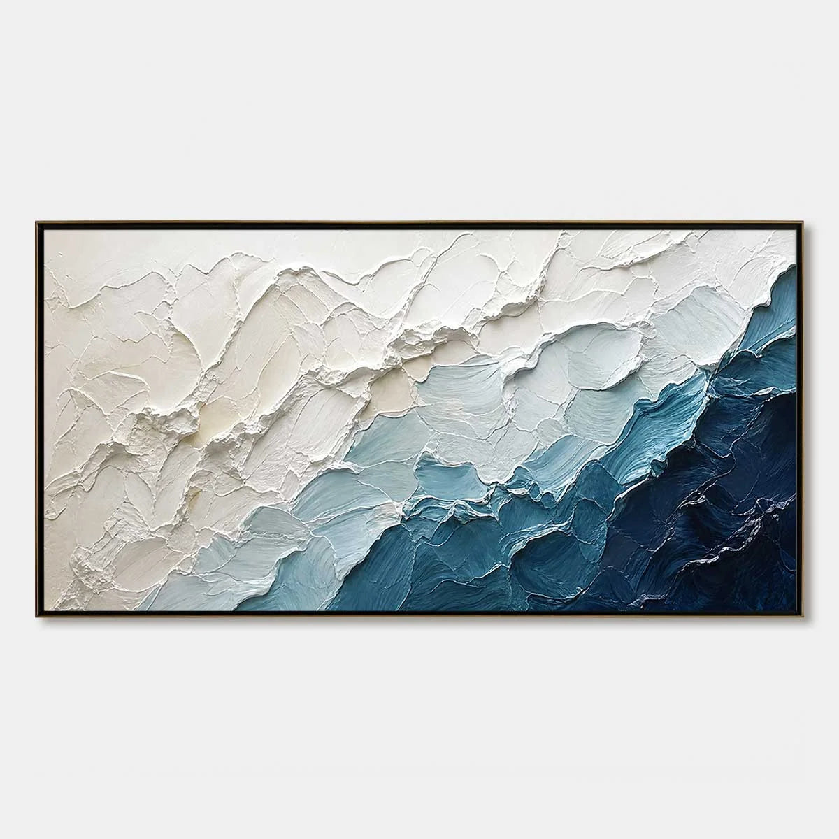Aegean Crest blue abstract painting, hand-painted by UArtShow