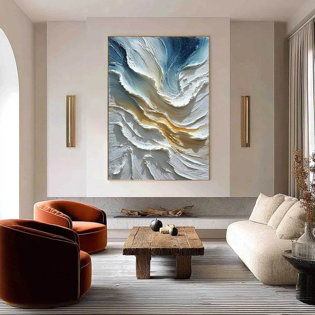 AEGEAN CREST: Textured Abstract Seascape Oil Painting | textured closeup, raised brushwork detail